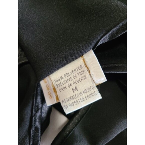 Intimate Moods Black Satin Robe & Gown Set Size M Keyhole Slip with Hanger - Picture 6 of 8